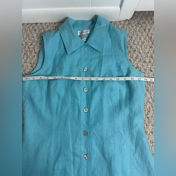 Talbots Turquoise Sleeveless Midi Irish Linen Dress size 8 - Picture 6 of 8
